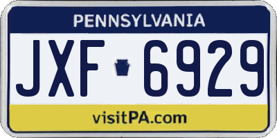 PA license plate JXF6929