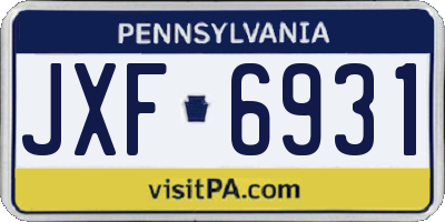 PA license plate JXF6931