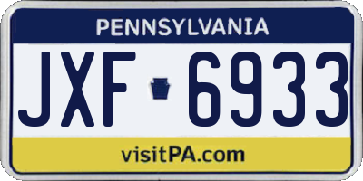 PA license plate JXF6933