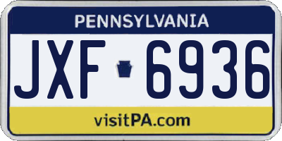 PA license plate JXF6936
