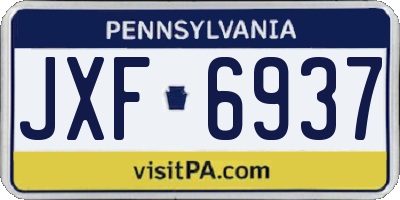 PA license plate JXF6937