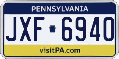 PA license plate JXF6940