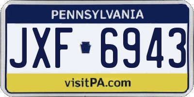 PA license plate JXF6943