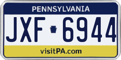 PA license plate JXF6944