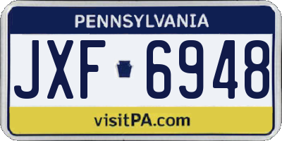PA license plate JXF6948