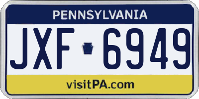 PA license plate JXF6949