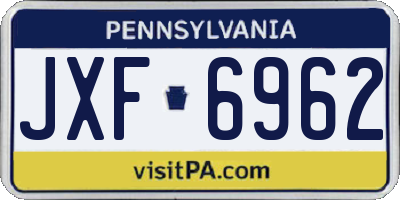 PA license plate JXF6962