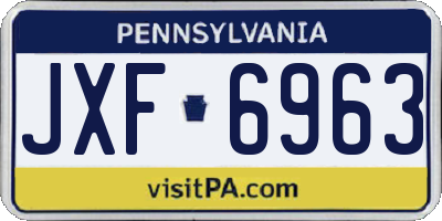 PA license plate JXF6963