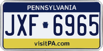 PA license plate JXF6965