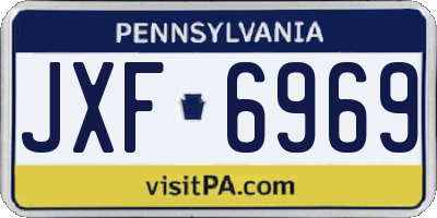 PA license plate JXF6969