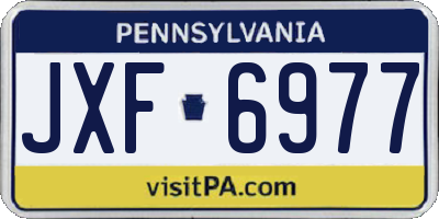 PA license plate JXF6977