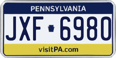 PA license plate JXF6980