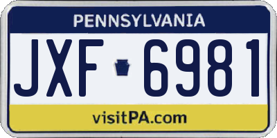 PA license plate JXF6981