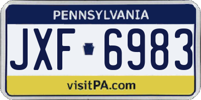 PA license plate JXF6983