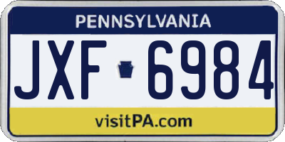 PA license plate JXF6984
