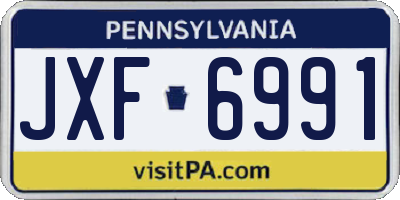 PA license plate JXF6991