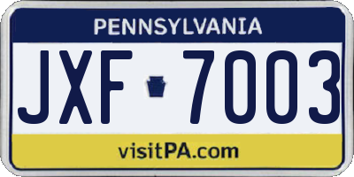 PA license plate JXF7003