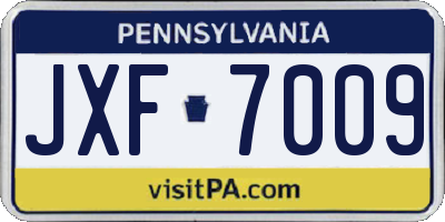 PA license plate JXF7009
