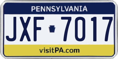 PA license plate JXF7017