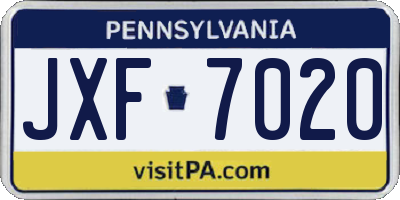 PA license plate JXF7020