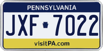 PA license plate JXF7022