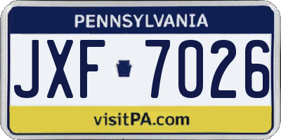 PA license plate JXF7026