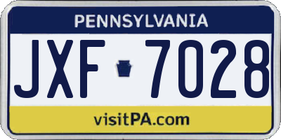 PA license plate JXF7028