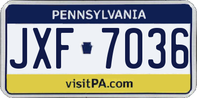 PA license plate JXF7036
