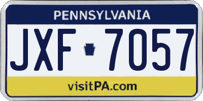 PA license plate JXF7057