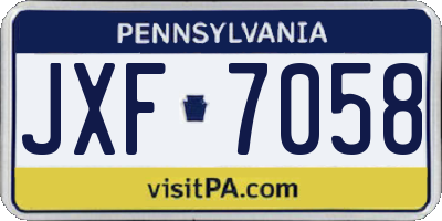 PA license plate JXF7058