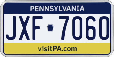 PA license plate JXF7060