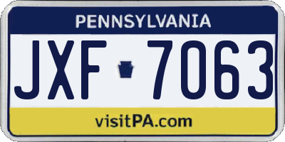 PA license plate JXF7063