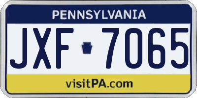 PA license plate JXF7065