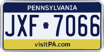 PA license plate JXF7066