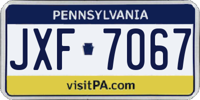 PA license plate JXF7067