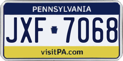 PA license plate JXF7068