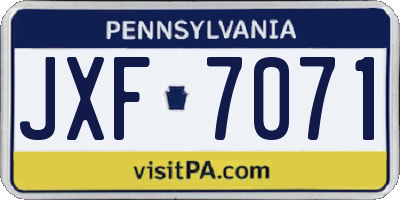 PA license plate JXF7071