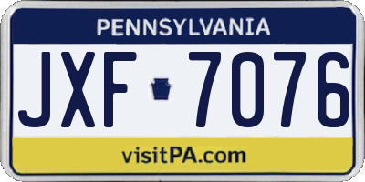 PA license plate JXF7076