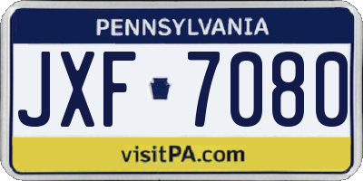 PA license plate JXF7080
