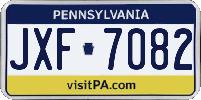 PA license plate JXF7082