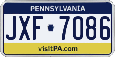 PA license plate JXF7086