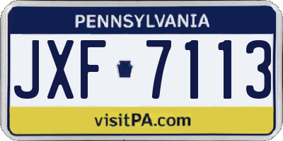 PA license plate JXF7113
