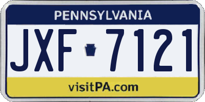 PA license plate JXF7121