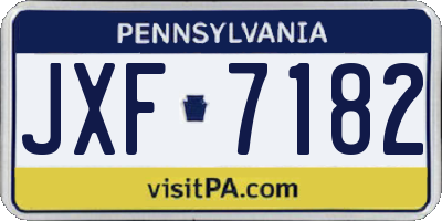 PA license plate JXF7182