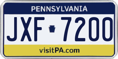 PA license plate JXF7200