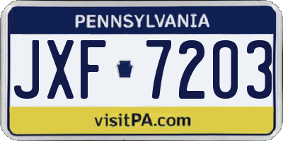 PA license plate JXF7203