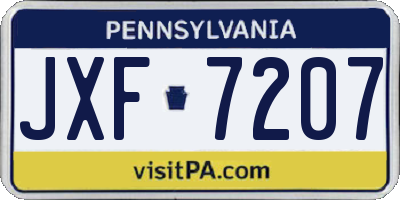 PA license plate JXF7207