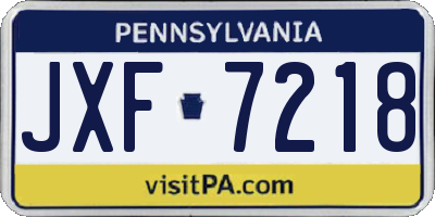 PA license plate JXF7218