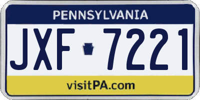 PA license plate JXF7221