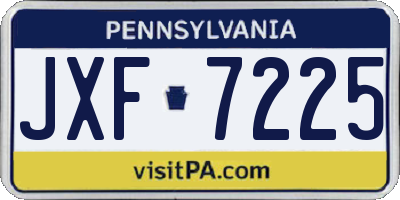 PA license plate JXF7225